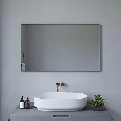 Imagen del producto de Silecomplaza: Espejo de pared, espejo decorativo, espejo , ideal para pasillos y baños, tamaño grande (100x60 cm). Se puede colgar vertical u horizontalmente. Marco de aluminio, forma rectangular, para montaje en pared