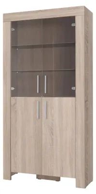 Produktbild von Cezar Vitrine 100 cm mit 2 Glastüren und 2 Türen – Sonoma Eiche