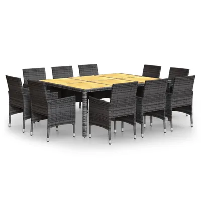 Obrázok produktu pre vidaXL 11-dielny záhradný jedálenský set Poly Rattan Grey