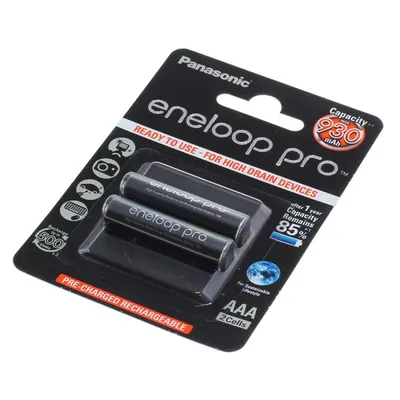 Produktbild von Panasonic 930mAh, 1.2V, Wiederaufladbarer Akku, AAA, 1,2 V, 2 Stück(e), 930 mAh, Schwarz