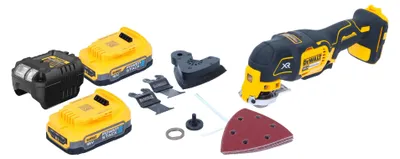 Image de DeWalt DCS 355 E2 Oscillateur sans fil Multitool 18 V Brushless + 2x Powerstack batterie 1,7 Ah + chargeur + accessoires