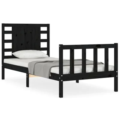 Immagine prodotto di vidaXL Letto in legno massiccio con testiera nera