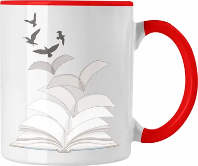 Produktbild von Trendation - Leseratte Geschenk Tasse Buch Grafik Bücher Lesen Bücherwurm Geschenk Spruch Lesen (Rot)