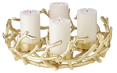 Adventskranz Porus Ø 30 cm, Aluminium vernickelt, goldfarben