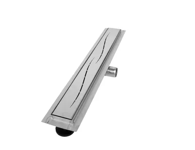 Produktbild von VILSTEIN Duschrinne 140cm, Edelstahl Bodenablauf Komplettset, extra flach, Siphon mit Geruchsstop, Haarsieb - Welle