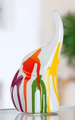 Produktbild von Gilde Figur, Elefant,  Colori , Keramik, weiß, VE 3, L. 8 cm, B. 12 cm, H. 19 cm Höhe: 19.00 cm Breite: 11.50 cm Tiefe: 8.00cm  33206