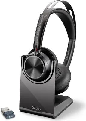 Produktbild von Plantronics Voyager Focus 2 UC schnurloses Headset + Ladestation (Poly) – Active Noise Cancelling (ANC) – lange Sprechzeit – Verbindung zu PC/Mac/Mobilgerät per Bluetooth – Teams, Zoom & mehr #1