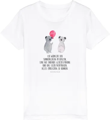 Produktbild von Mr. & Mrs. Panda Kleinkinder T-Shirt Koala Luftballon 5-6 Jahre (110/116) - Weiß - Geschenk, Party, Kinder Baumwoll, Teenager, Kindershirt, Geburtstag, Shirt