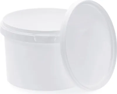 Produktbild von BenBow Eimer mit Deckel 0,5L x5 Weiß - lebensmittelecht, stabil, luftdicht, auslaufsicher, geruchsneutral - Plastikeimer mit Henkel - leer