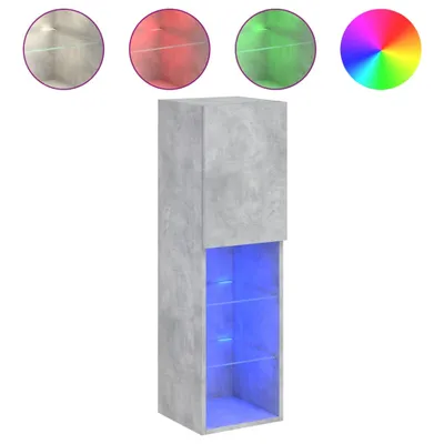 Image de vidaXL Armoire TV avec lampes LED gris béton 30,5x30x102 cm