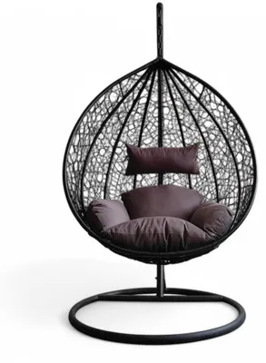 Immagine prodotto di Dondolo sospeso ovale con struttura in metallo e seduta in wicker 195x105x120cm - Antracite