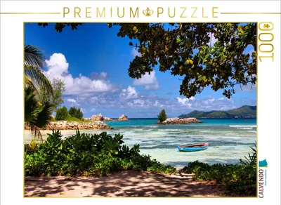 Produktbild von CALVENDO Puzzle Blick von La Digue nach Praslin | 1000 Teile Lege-Größe 64x48cm Foto-Puzzle für glückliche Stunden