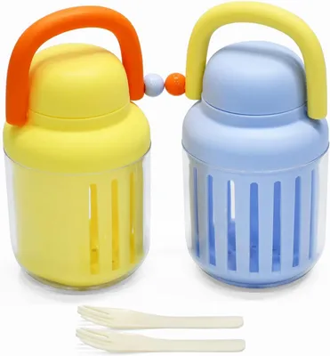 Image de Lot de 2 coupes à salade et à fruits avec fourchette, étanches, deux couleurs, 550 ml