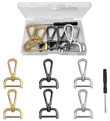 6 Karabinerhaken mit Drehgelenk, D-Ring, Schlüsselanhänger, Gold