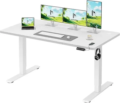 Productafbeelding van Verstelbaar bureau, 140x60 cm, met USB-aansluiting, wit