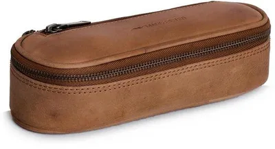 Zdjęcie produktu dla Skórzane etui z zamkiem błyskawicznym, etui na przybory szkolne, kolor camelowy, dla dzieci