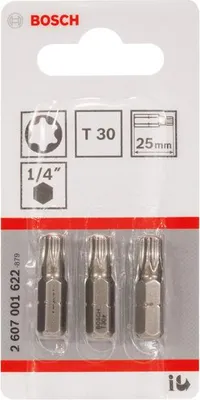 Produktbild von Schrauberbit Extra-Hart T30, 25 mm, 3er-Pack