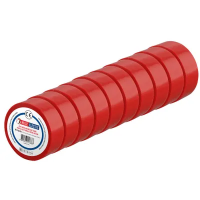 Produktbild von HOROZ PVC Isolierband 19mm x 9m Rot – 10er Set für Elektroinstallationen und Kabelmarkierung