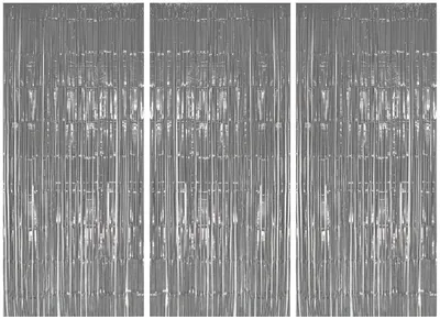 Produktbild von 3x Lametta Vorhang - silber - 91x244 cm