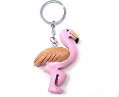 Image de Porte-clés en bois - Flamingo