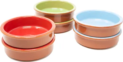 Produktbild von ToCi Tapas-Schalen Auflaufform Bunt | 6er-Set 175 ml Cazuela Schale | Ton-Dessertschalen Schälchen Mediterran Ø 11,5 cm | Traditionelle Tonware aus Spanien