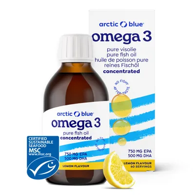 Immagine prodotto di Olio di pesce Omega-3 concentrato Arctic Blue - Aroma limone - MSC - 150 ml