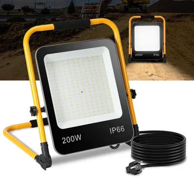 Productafbeelding van Vigevee, 5 stuks LED bouwlampen met statief, 6000K, 200W werklamp, verstelbare reflector voor bouwplaats, werkplaats, garage en buiten