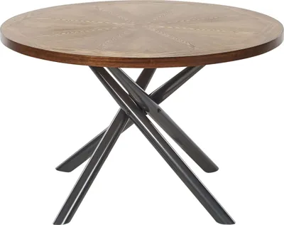 Produktbild von BELIANI Esstisch Braune Esche MDF mit Metallbeinen Grau Kreuzgestell ⌀ 120 cm Rund 4 Personen Esszimmer Modern