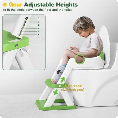 Produktbild von Famanu Kindertoilettensitz mit Treppe - höhenverstellbar, weich gepolstert