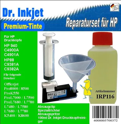 Produktbild von HP88 & HP940 Dr. Inkjet Druckkopfreinigungs- & Reparaturset für HP940 & HP88 Druckköpfe IRP116