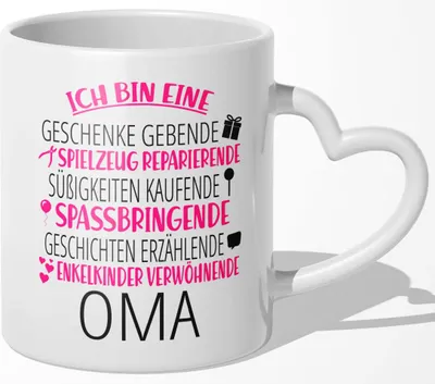 Produktbild von 22Feels Oma Geschenk Geburtstag Grossmutter Tasse Rentnerin Kaffeetasse Frauen Weihnachten Haferl Beste Grosseltern (Herzhenkel Weiss)