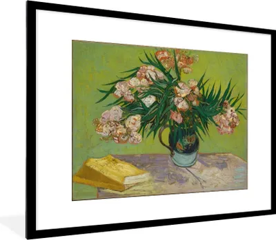 Produktbild von MuchoWow® Gerahmtes Poster Oleander - Vincent van Gogh 80x60 cm - Poster mit Schwarzem Bilderrahmen Wandposter Rahmen Foto Bilder - Schlafzimmer-Dekorationen - Fotoposter