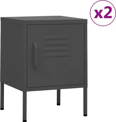 Obrázek produktu pro Noční stolky 2 ks antracitová 35 x 35 x 51 cm ocel