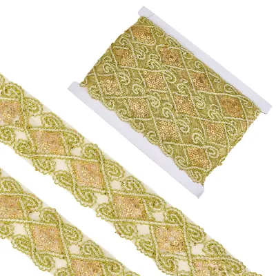 Productafbeelding van Gouden Pailletten Kanten Rand Lint 10 Meter voor Decoratie