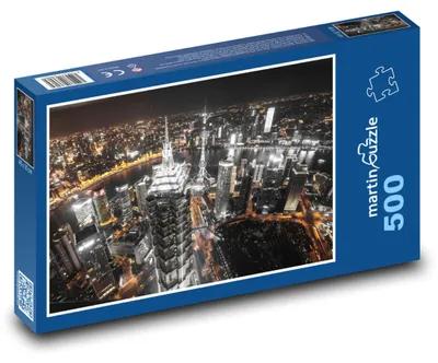Obrázek produktu pro Puzzle 500 Noční panorama Šanghaje - martinpuzzle
