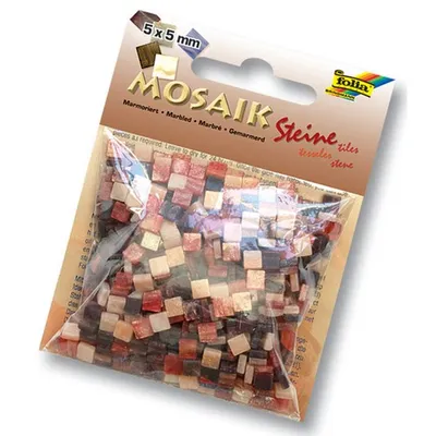 Immagine prodotto di Pietre per mosaico Folia, 5x5mm, 700 pezzi, resina sintetica, miscela di marmo, rosso