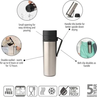 Produktbild von Brabantia 228643, 500 ml, Tägliche Nutzung, Schwarz, Stahl, Stahl, Erwachsener, Junge/Mädchen