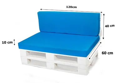Obrázek produktu pro Modrý polštář z palety | sedák 120x60 / opěradlo 120x40 cm | sada polštářů z palety | zahradní polštář | polštář z europlanu