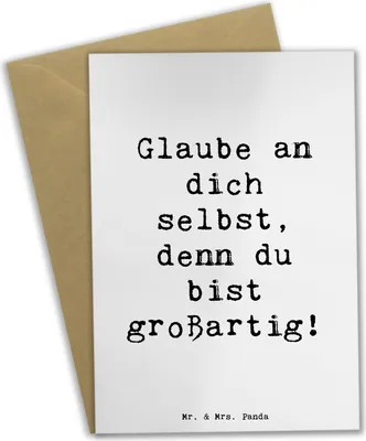 Produktbild von Mr. & Mrs. Panda Grußkarte Spruch Selbstvertrauen stärken - Weiß - Geschenk, weihnachtskarten, Inspiration, Klappkarte, Achtsamkeit, einladungskarten, ermutigend, Trost