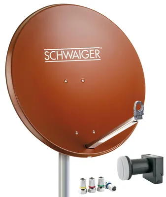 Produktbild von Satellitenanlage Set Ziegelrot Aluminium 80 cm
