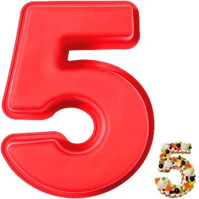 Produktbild von Silikon Backformen 3D Ziffern Größe 5 für Geburtstag