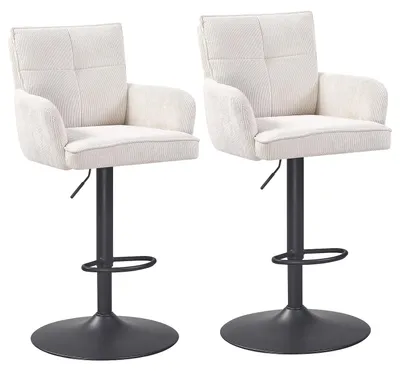 Produktbild von home24 Barstuhl - 2er-Set - Cord / Stahl