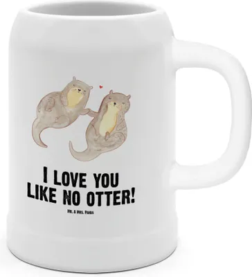 Produktbild von Mr. & Mrs. Panda Krug Otter Hände halten - Weiß - Geschenk, Verliebt, Seeotter, Bierhumpen, Liebe, Paar, Seidel, Humpen, glücklich, Steingutkrug, Tonkrug