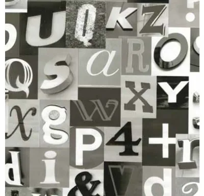 Produktbild von Klebefolie - Möbelfolie Alpha Zahlen schwarz weiss -  45 cm x 200 cm