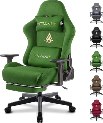 Obrázok produktu pre Ergonomická herná stolička, nastaviteľné podrúčky, operadlo 90° až 155°, zelená