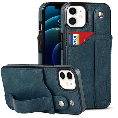 Produktbild von Smartphonica Ledertasche mit Kartenhalter für iPhone 11 - Blau