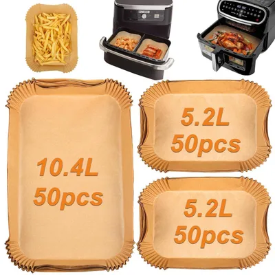 Produktbild von Backpapier für Heißluftfritteusen 150 Stück, 10,4L/5,2L, rechteckig, hitzebeständig bis 250°C