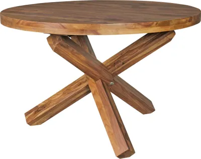 Produktbild von Design Esszimmertisch BOHA rund Ø 120 cm x 75 cm Sheesham Massiv-Holz | Landhaus Esstisch 4 Personen | Küchentisch Tisch für Esszimmer braun