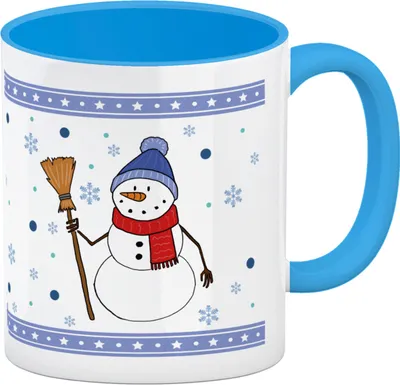 Produktbild von Süßer Schneemann Weihnachten Kaffeebecher Hellblau