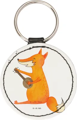 Produktbild von Mr. & Mrs. Panda Taschenanhänger Fuchs Gitarre - Weiß - Geschenk, Sänger, Singen, Füchse, Anhänger, kleiner schlüsselanhänger, Optimistisch, Bunt, motiv
